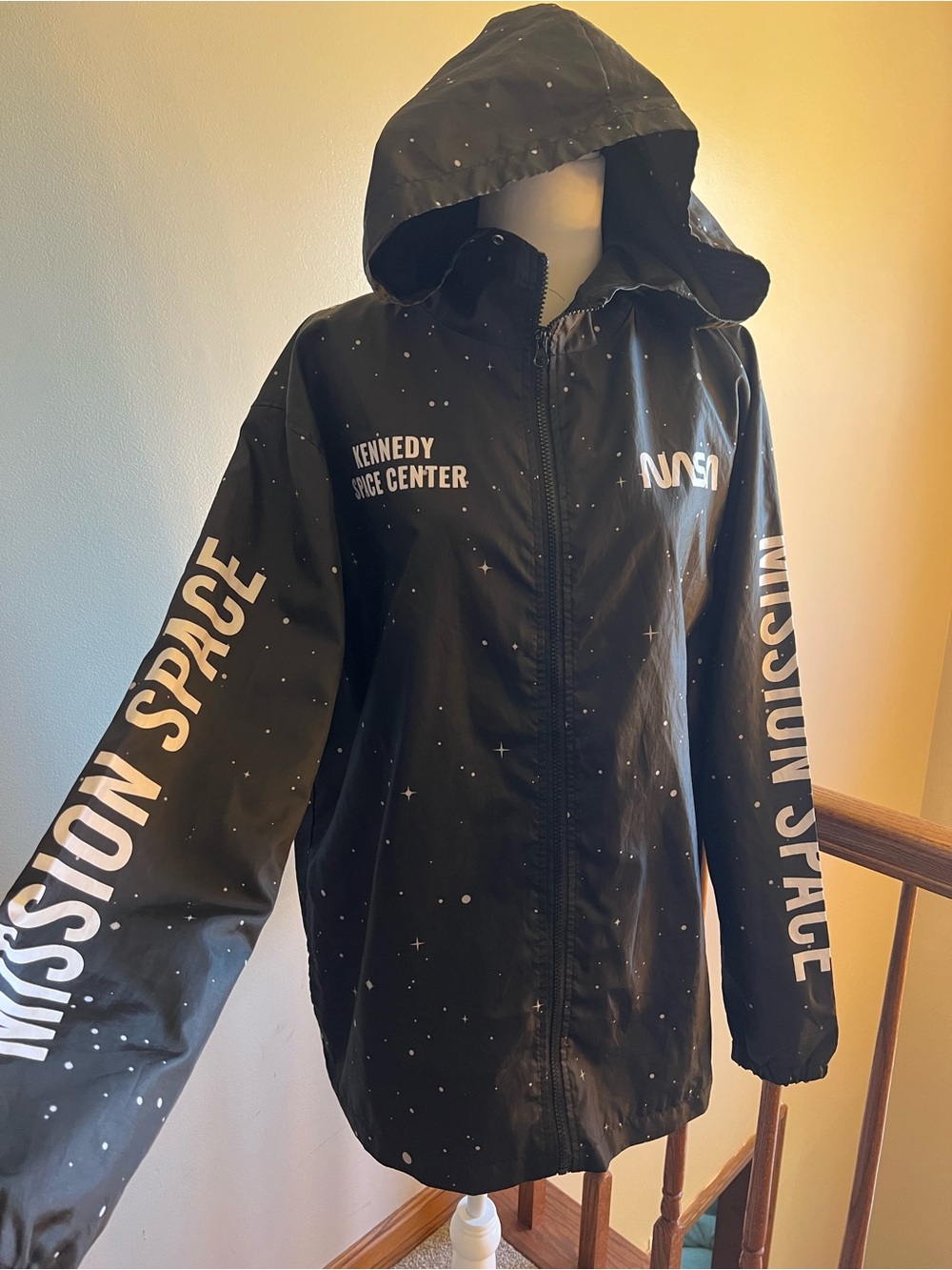 NASA Kennedy Space Center Black Hooded Windbreaker Jacket